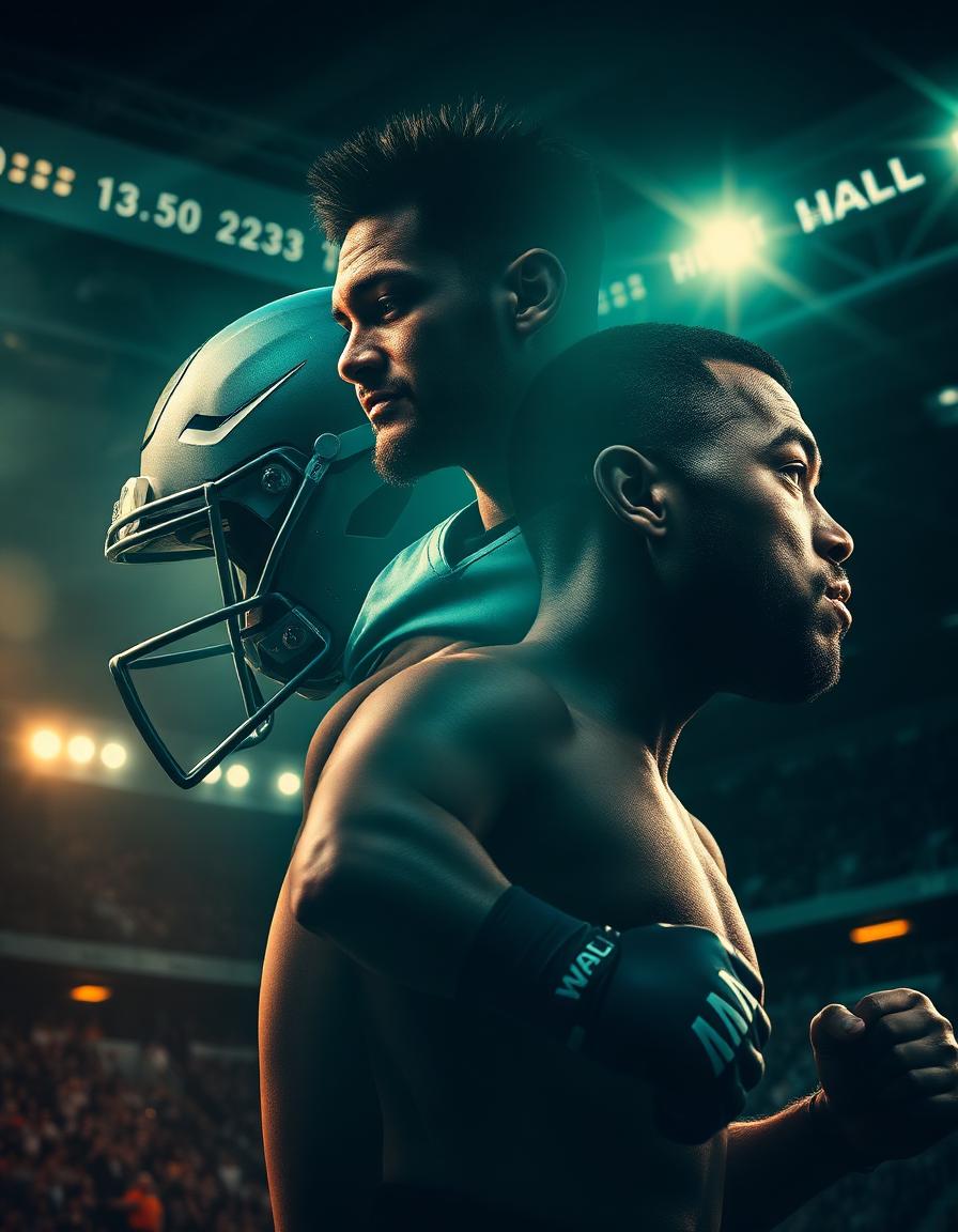 Athletes in action across football, basketball and MMA
